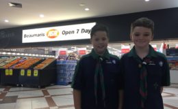 Cathal and Jack outside the supermarket